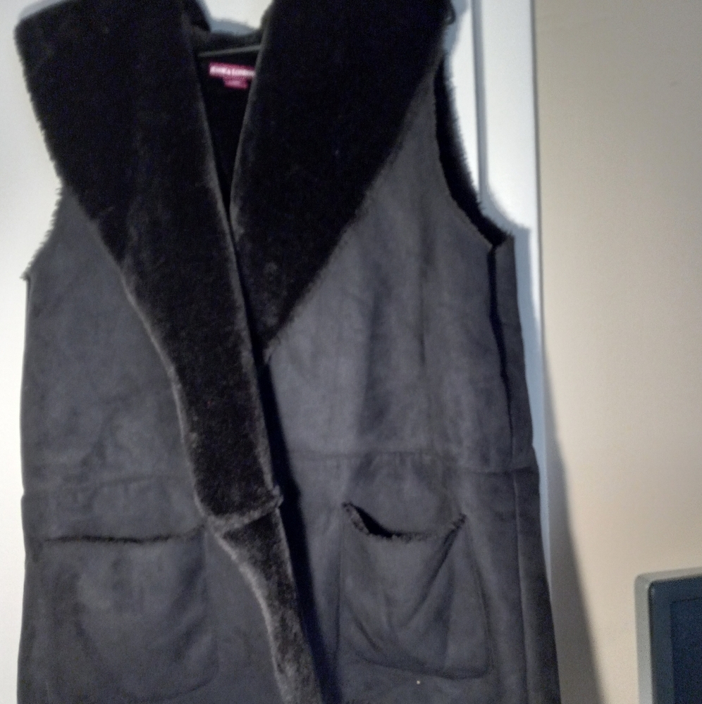 NEW Jessica London Suede/Fur Vest 22/24